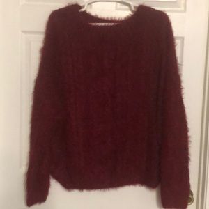 Glitzy Girlz Fuzzy Burgundy Sweater Size 3X